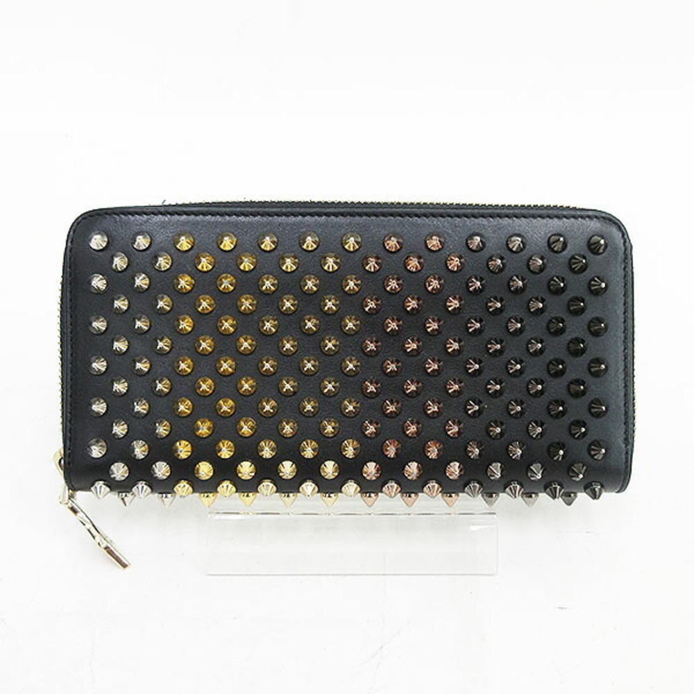 Christian Louboutin Spike Stud Panettone Round Zip Long Wallet Black